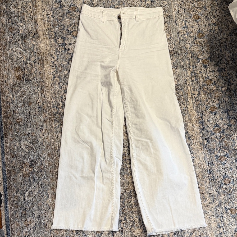High-Waisted White Wide-Leg Pants